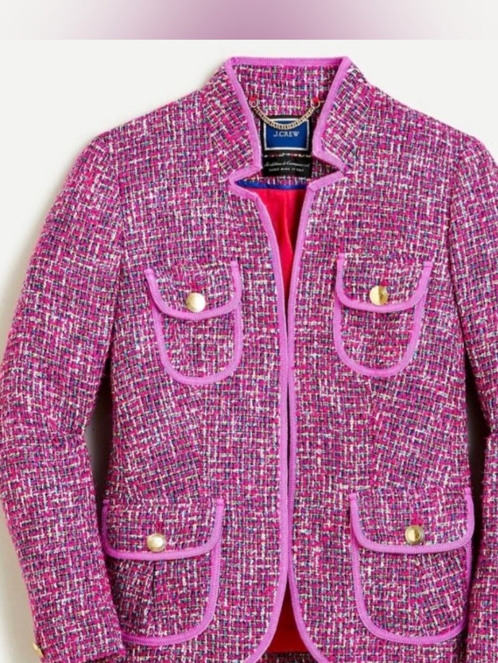 J.Crew NWT Italian Tweed Lady Jacket Blazer Pink Multicolor Size 8 - Picture 2 of 6